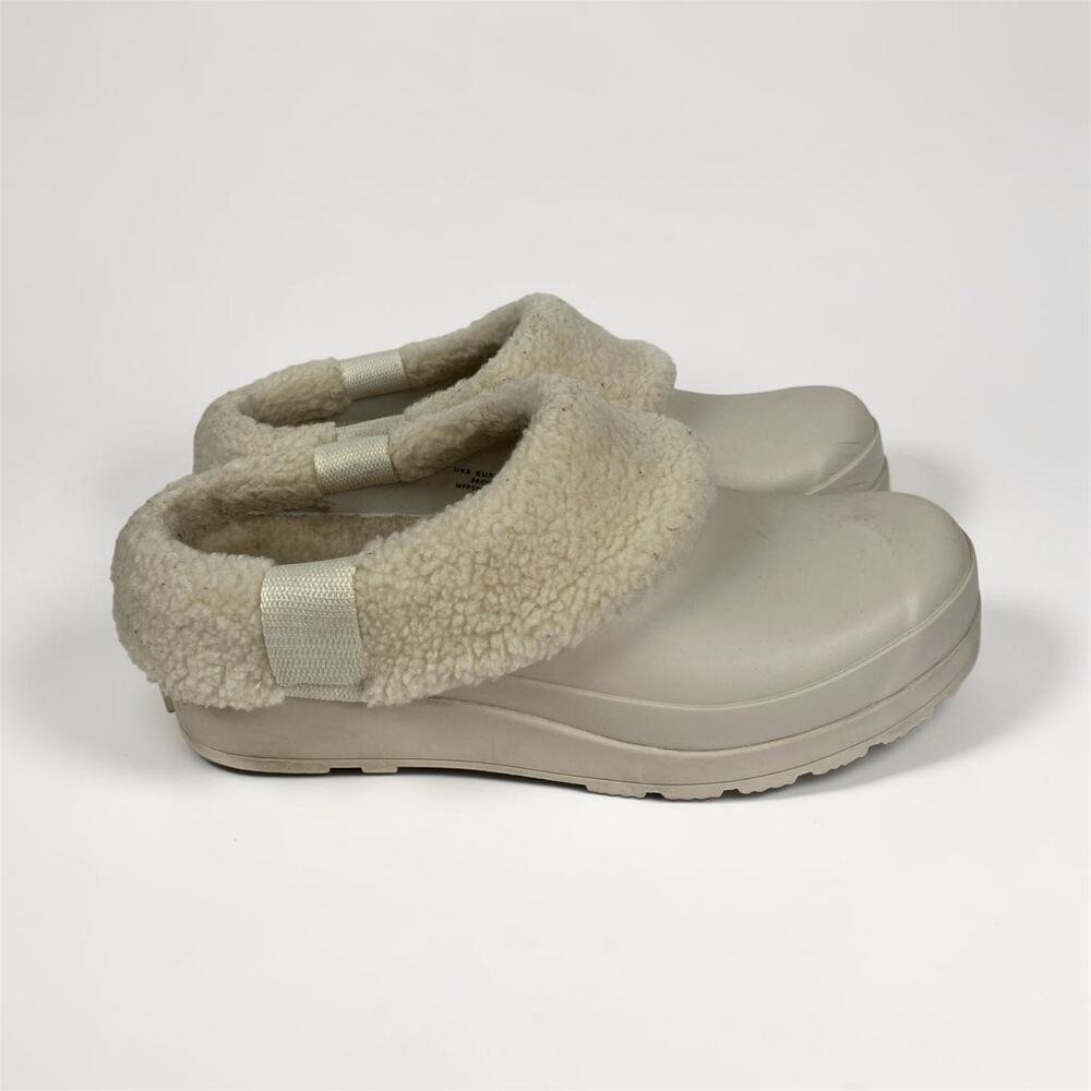 Hunter Cream Slip-On Shearling-Lined Sandal Clogs